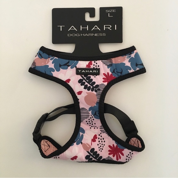 Tahari Dog New Tahari L Pet Dog Harness Floral Print Black Trim For